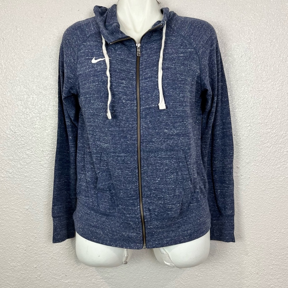 Nike Size M Womens Gray blue Hooded Full Zip Cotton Athletic‎ Jacket